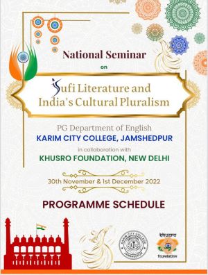 Programme Schedule of National Seminar on Sufi Literature &amp; India&#039;s Cultural Pluralism