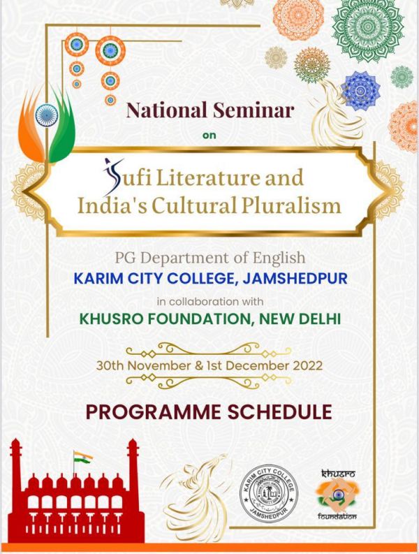 Programme Schedule of National Seminar on Sufi Literature &amp; India&#039;s Cultural Pluralism