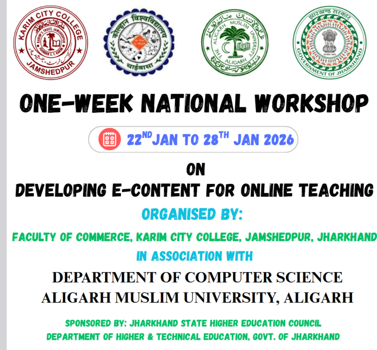 One-Week National Workshop on “Developing E-content for Online Teaching”